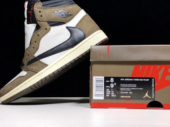 1st Kicks Shoes CD4487 - Air 1 x Scott OG 'Mocha' Jordan High 100 Retro Travis 0712